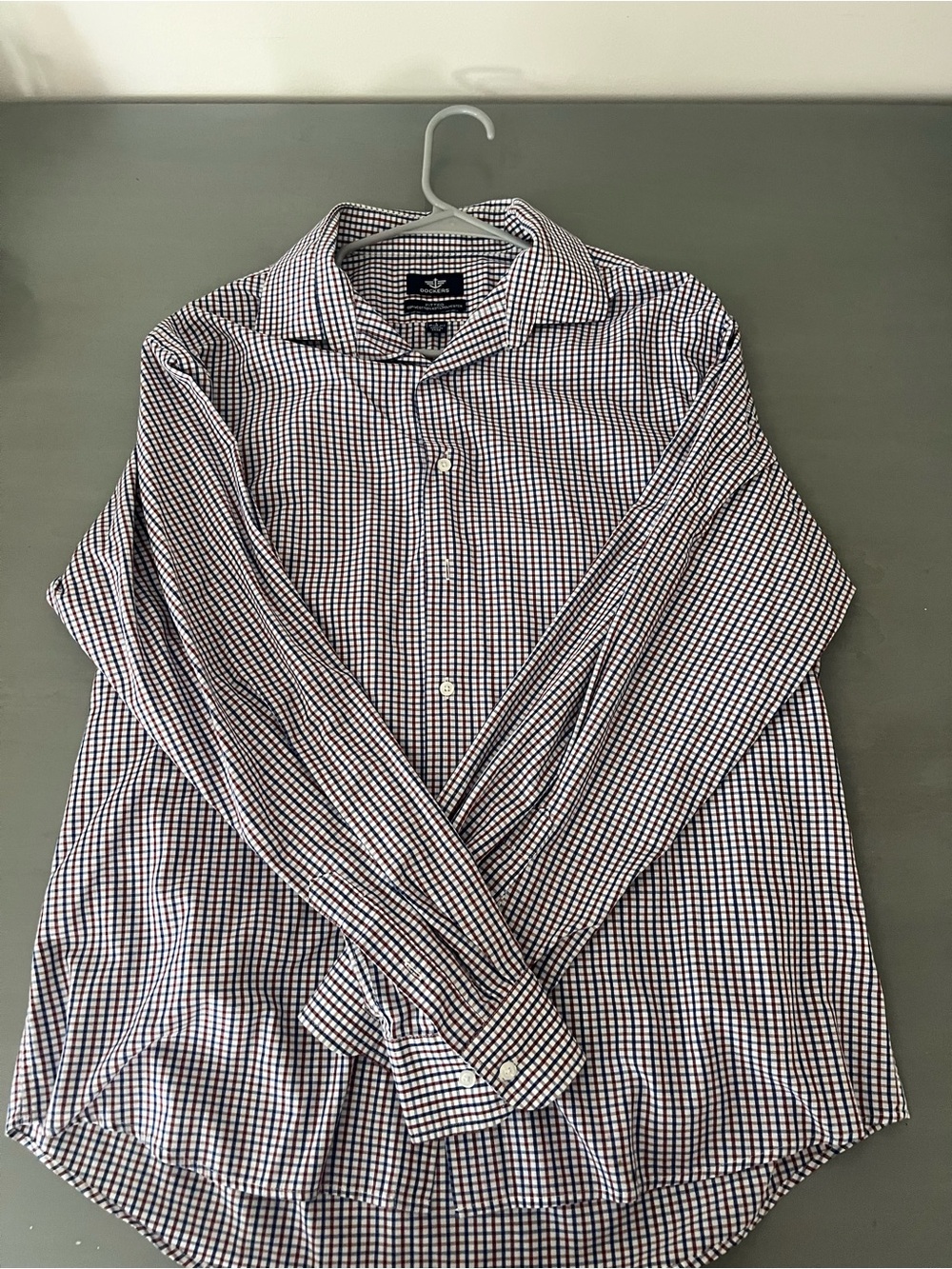 Dockers Men's Small-Check Dress Shirt in Blue and White